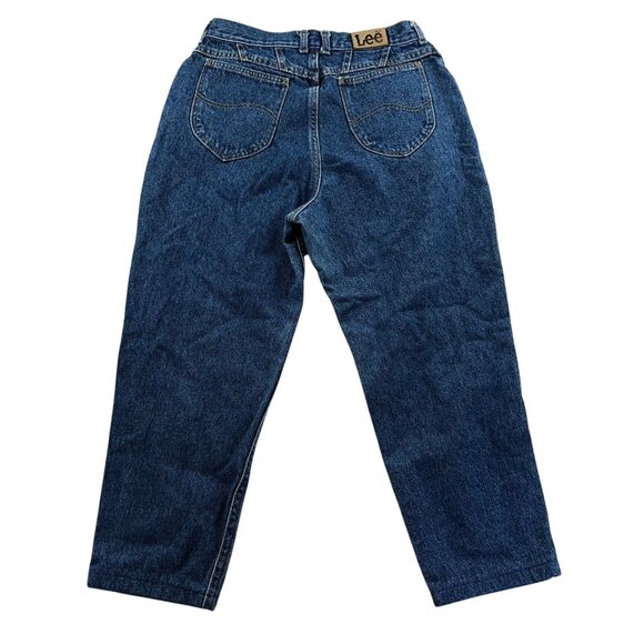 Vintage Lee Womens Jeans Size 14P High-Rise Tapered Denim Blue Classic Casual - Picture 2 of 14